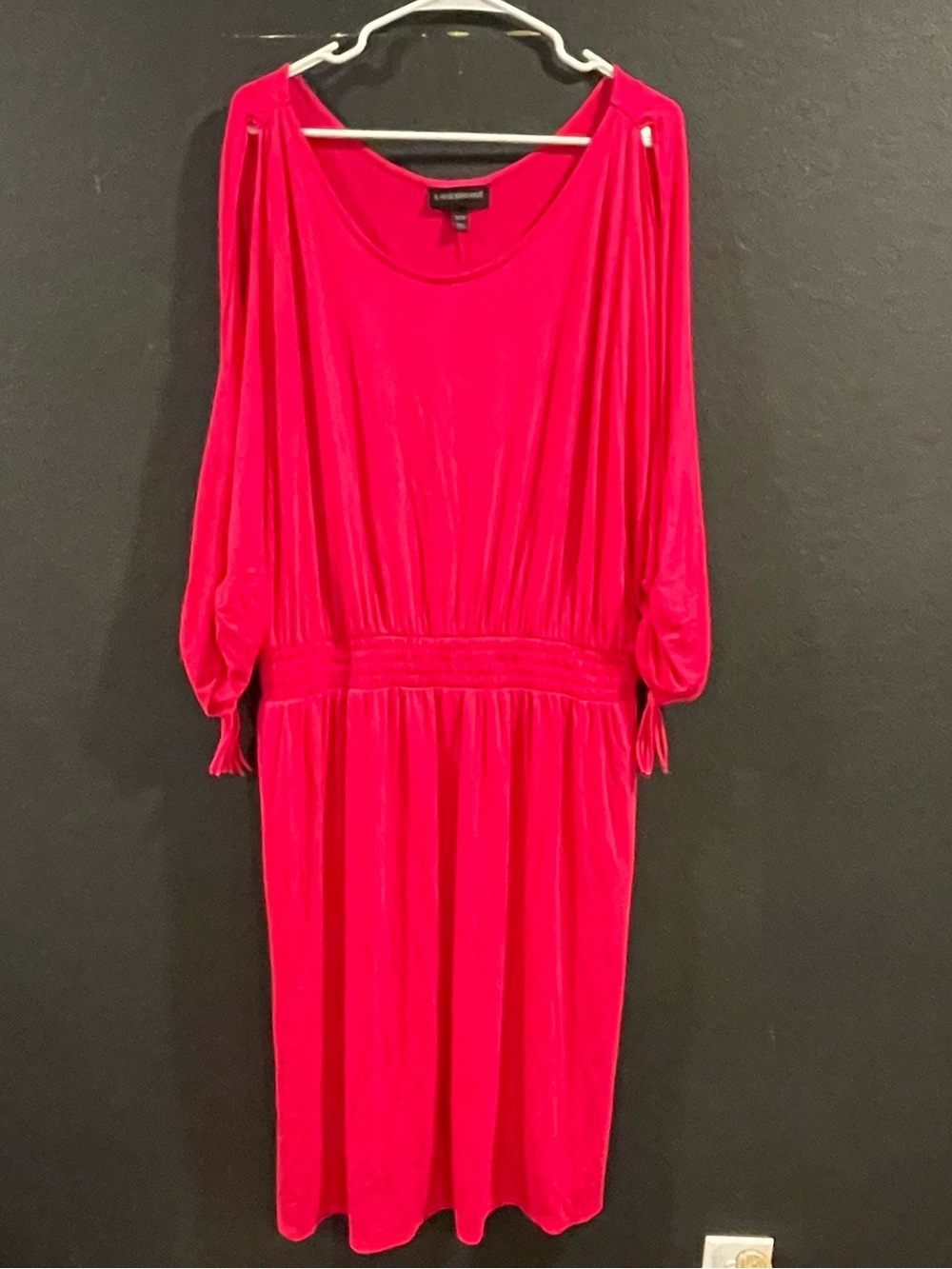 Lane Bryant Bright Red Midi Dress with Gathered Waist